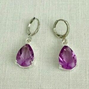 Purple Crystal Dangle Earrings Boho Coquette Fairycore Jewelry